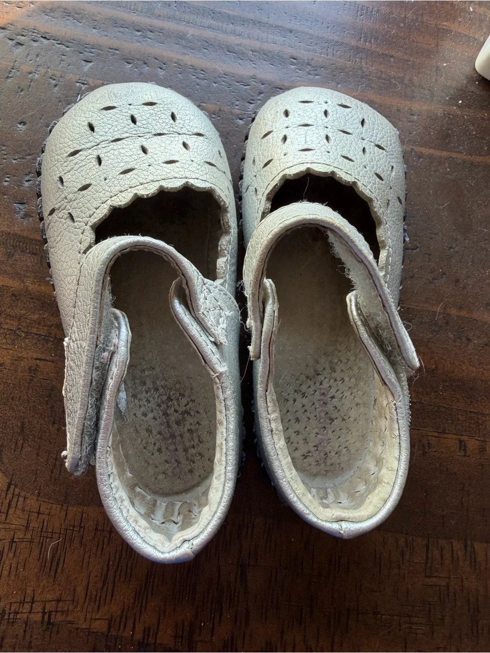 pediped Cream Mary Jane Baby Walker Shoes